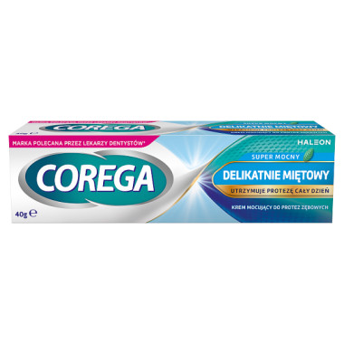 Corega Super Mocny Delikatnie Miętowy, krem do protez zębowych, 40 g