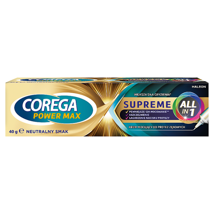 Corega Power Max Supreme All-in-1, krem mocujący do protez zębowych, 40 g - zdjęcie produktu