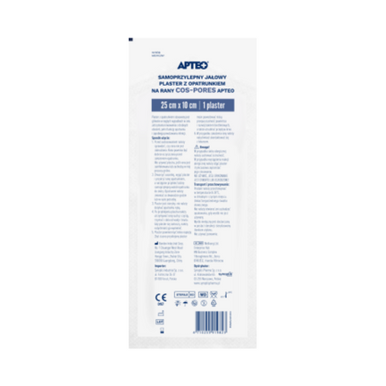 Apteo, Samoprzylepny jałowy plaster z opatrunkiem na rany cos-pores, 25 x 10 cm, 1 sztuka - zdjęcie produktu