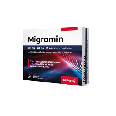 Migromin 250 mg + 250 mg + 65 mg, 20 tabletek