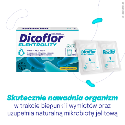 Dicoflor Elektrolity, probiotyk i elektrolity, dla dzieci od 1. roku życia i osób dorosłych, 10 saszetek - BAYER