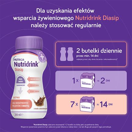 Nutridrink Diasip, smak czekoladowy, 4 x 200 ml - Dorosły