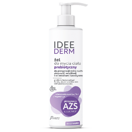 IDEEPHARM IDEE DERM Prebiotyczny żel do mycia ciała ze zmianami łuszczycowymi i AZS, 400 ml — Składniki i ocena