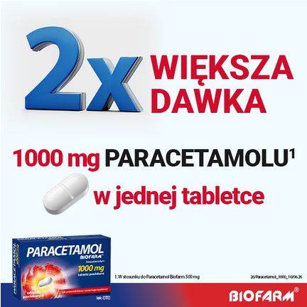 Paracetamol Biofarm 1000 mg, 10 tabletek powlekanych - 5909990997442