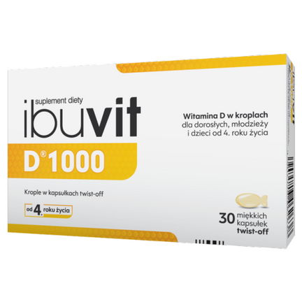 Ibuvit D 1000 krople w kapsułkach twist-off, 30 kapsułek - zdjęcie produktu