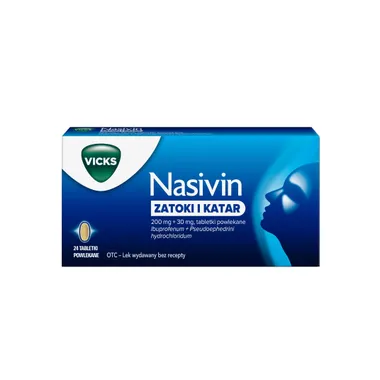 Nasivin Zatoki i Katar, 200 mg + 30 mg, 24 tabletki powlekane