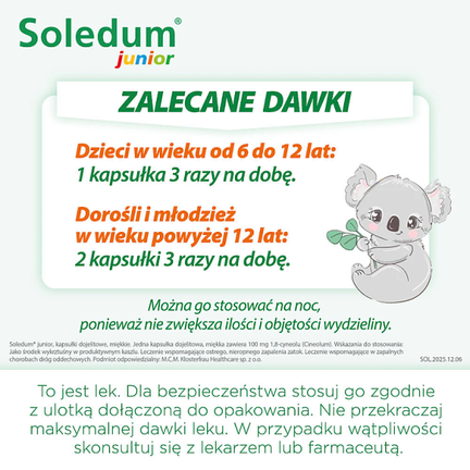 Soledum junior, 100 mg, 20 kapsułek dojelitowych - Układ oddechowy