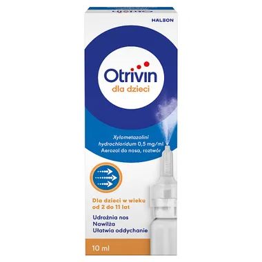 Otrivin dla dzieci 0,5 mg/ml, aerozol do nosa, 10 ml