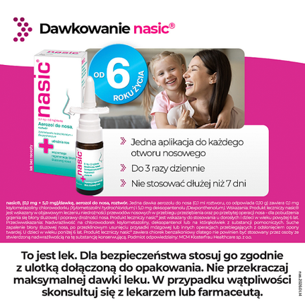 Nasic (0,1 mg + 5,0 mg)/dawkę, aerozol do nosa, roztwór, 10 ml - Układ oddechowy