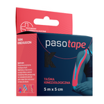 PasoTape, taśma kinezjologiczna, czarna, 5m x 5cm, 1 sztuka 