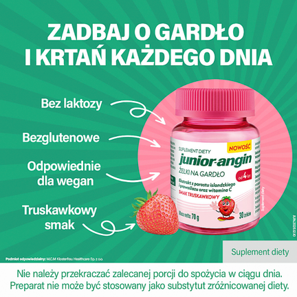 Junior-Angin, żelki na gardło, 30 sztuk - Dorosły, Dziecko, Młodzież