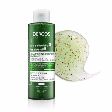 Vichy Dercos, Oczyszczający szampon przeciwłupieżowy K, 250 ml - Dorosły, Młodzież, Senior