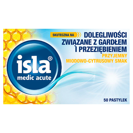 Isla Medic Acute, smak miodowo-cytrusowy, 50 pastylek do ssania - zdjęcie produktu