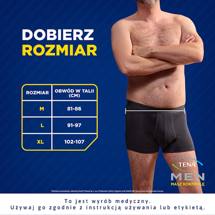 TENA Men Protective Boxers Wielorazowe bokserki na lekkie nietrzymanie moczu dla mężczyzn, rozmiar L - opakowanie produktu