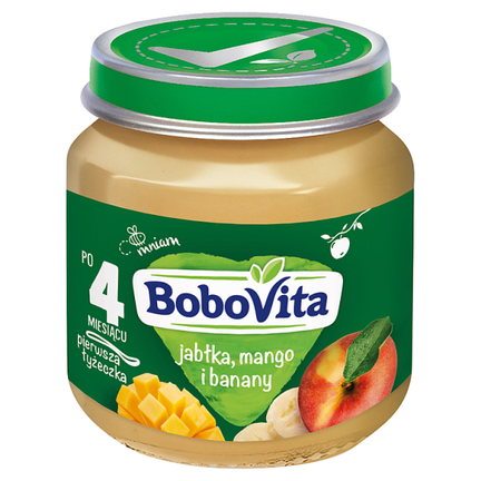 Bobovita deserek Jabłka, mango i banany po 4 miesiącu, 125 g - zdjęcie produktu