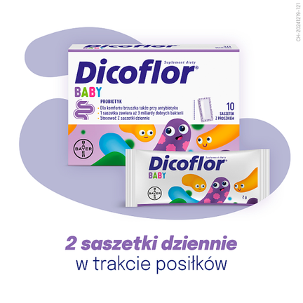 Dicoflor Baby w saszetkach, 10 sztuk  - 0-6 miesięcy, 7-12 miesięcy