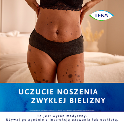 Majtki chłonne TENA Silhouette Black z niskim stanem, rozmiar M, 12 sztuk  - 7322542086803