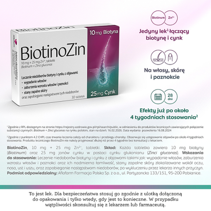 BiotinoZin, 10 mg + 25 mg Zn2+, 30 tabletek - AFLOFARM FARMACJA