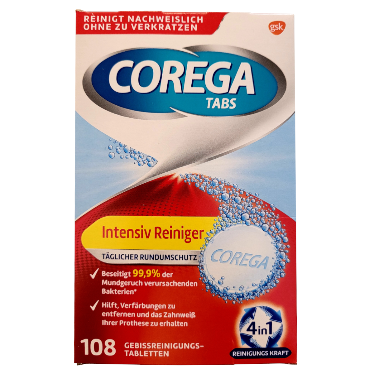 Corega tabs Czyszczenie protez, 108 tabletek