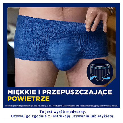Majtki chłonne Tena Men Pants Plus, rozmiar L, 8 sztuk