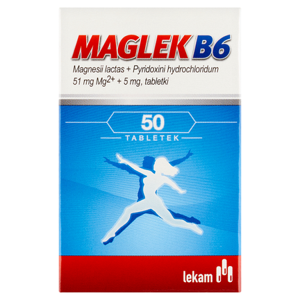 Maglek B6, 51 mg Mg2+ + 5 mg, 50 tabletek - zdjęcie produktu
