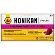 Honikan Gardło, 2-fazowe pastylki do ssania o smaku wiśniowym, 16 sztuk