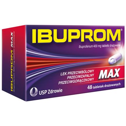 Ibuprom Max, 48 tabletek drażowanych - PRODUKT LECZNICZY NIEREFUNDOWANY OTC