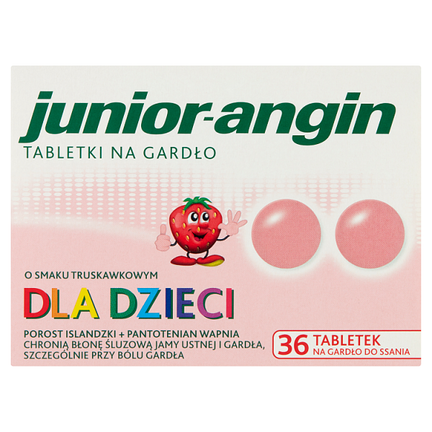 Junior-angin, truskawkowy, 36 tabletek - WYRÓB MEDYCZNY