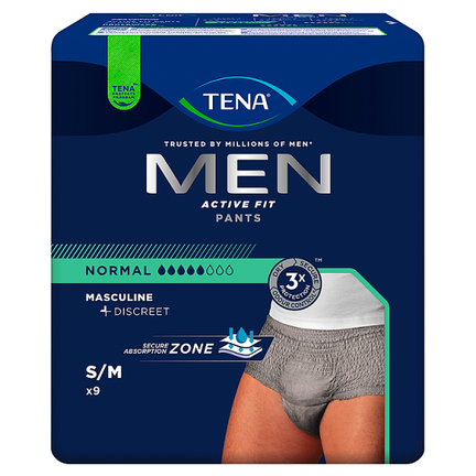Majtki chłonne Tena Men Pants Normal Grey,S/M, 9 sztuk - zdjęcie produktu