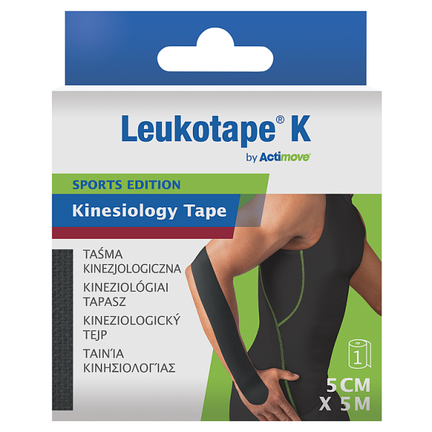 Leukotape K by Actimove, taśma kinezjologiczna, czarna, 1 sztuka  - zdjęcie produktu
