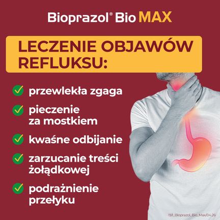 Bioprazol Bio Max 20 mg, 14 kapsułek twardych - KAPSUŁKI DOJELITOWE TWARDE