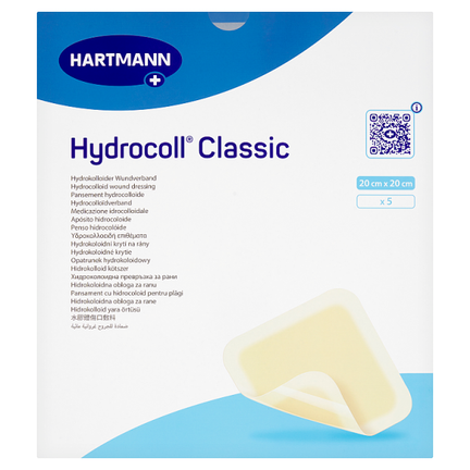 Hydrocoll, opatrunek jałowy, 20 cm x 20 cm, 5 sztuk - WYRÓB MEDYCZNY