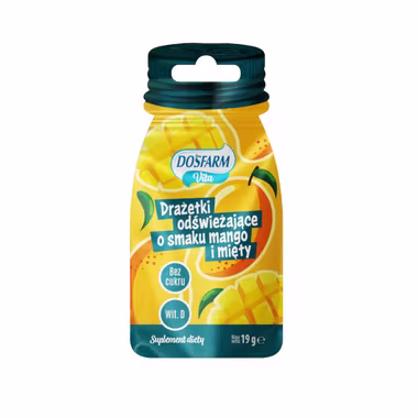 Dosfarm, drażetki o smaku mango i mięty, 19 g