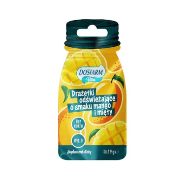 Dosfarm, drażetki o smaku mango i mięty, 19 g