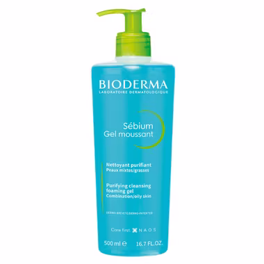 Bioderma Sebium Gel Moussant, antybakteryjny żel do mycia twarzy, 500 ml