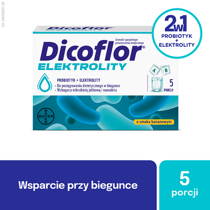 Dicoflor Elektrolity, probiotyk i elektrolity, dla dzieci od 1. roku życia i osób dorosłych, 10 saszetek - SUPLEMENT DIETY