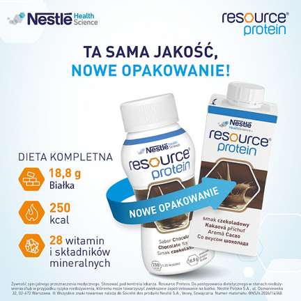 Resource Protein, smak czekoladowy, 4 x 200 ml - PREPARAT ODŹYWCZY