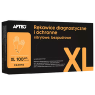Rękawice diagnostyczne i ochronne nitrylowe, bezpudrowe, czarne, r. XL
