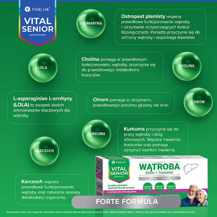 Vital Senior Wątroba, 30 tabletek - Uzupełniające dietę, Wspierające