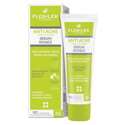 FLOS-LEK Floslek Anti Acne 24h System Serum Kojące skóra mieszana i tłusta, 50 ml — Inhaltsstoffe i ocena