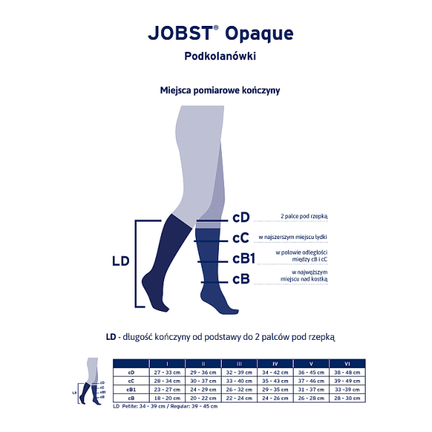 Podkolanówki uciskowe JOBST Opaque CCL1, naturalny, r. 6 - opakowanie produktu