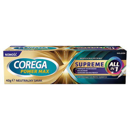 Corega Power Max Supreme All-in-1, krem mocujący do protez zębowych, 40 g - WYRÓB MEDYCZNY