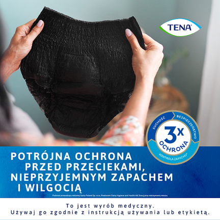 TENA Lady Pants Black wysokim stanem, rozmiar M, 30 sztuk - MAJTKI CHŁONNE