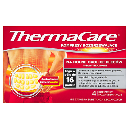 ThermaCare, kompresy rozgrzewające na okolice pleców i stawy biodrowe, 4 sztuki - zdjęcie produktu