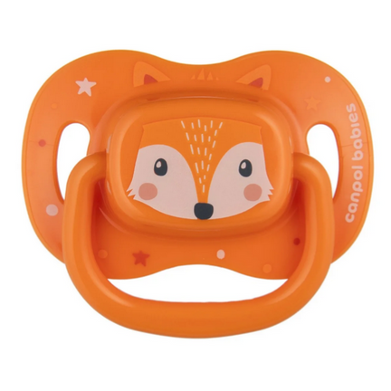 Canpol babies Smoczek silikonowy 0-6m symetryczny Cute Animals pomarańczowy, 1 sztuka  - zdjęcie produktu