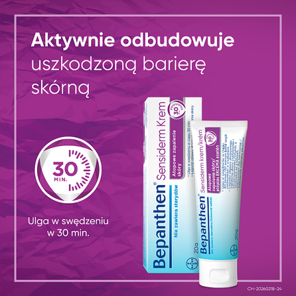 Bepanthen Sensiderm, krem, 20 g - Nawilżające, Przeciwświądowe, Regenerujące, Łagodzące
