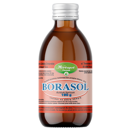Borasol 30 mg/g, kwas borny, roztwór na skórę, 190 g - zdjęcie produktu