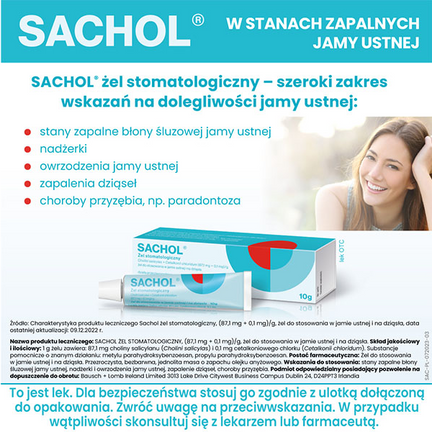 Sachol, żel stomatologiczny do stosowania w jamie ustnej i na dziąsła, 10 g - 5909990230211