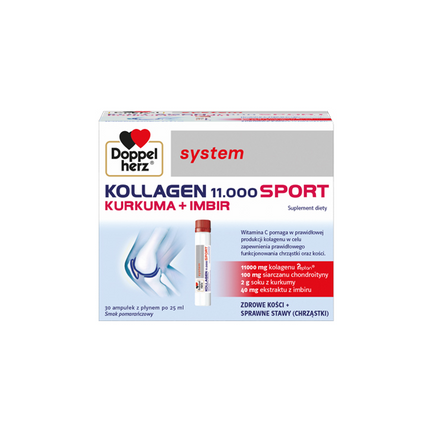 Doppelherz system Kollagen 11000 Sport Kurkuma + Imbir, 30 ampułek - zdjęcie produktu