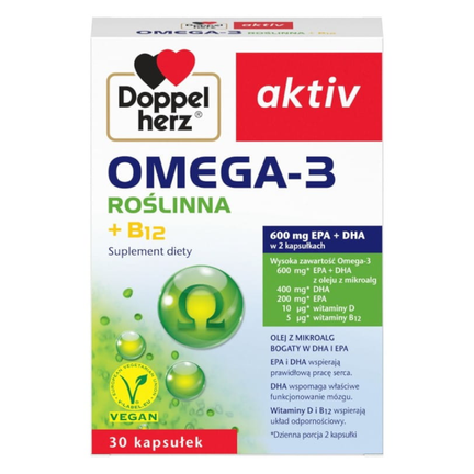Doppelherz aktiv Omega-3 roślinna, 30 kapsułek - zdjęcie produktu